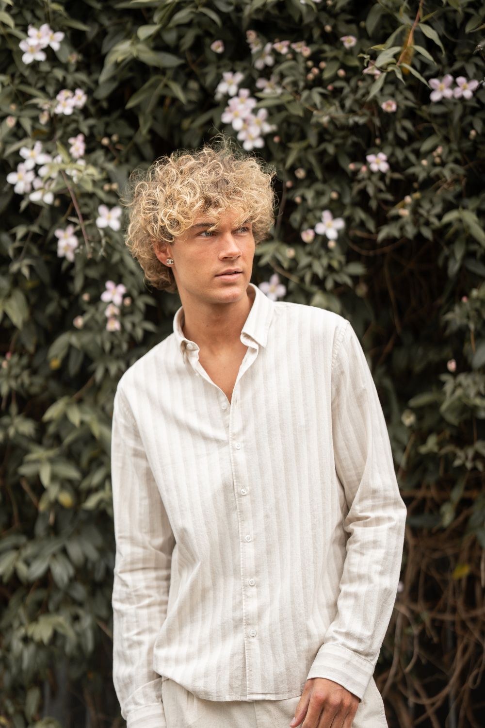 Langærmet Hørskjorte Beige Stribet | Skagen-clothing.dk